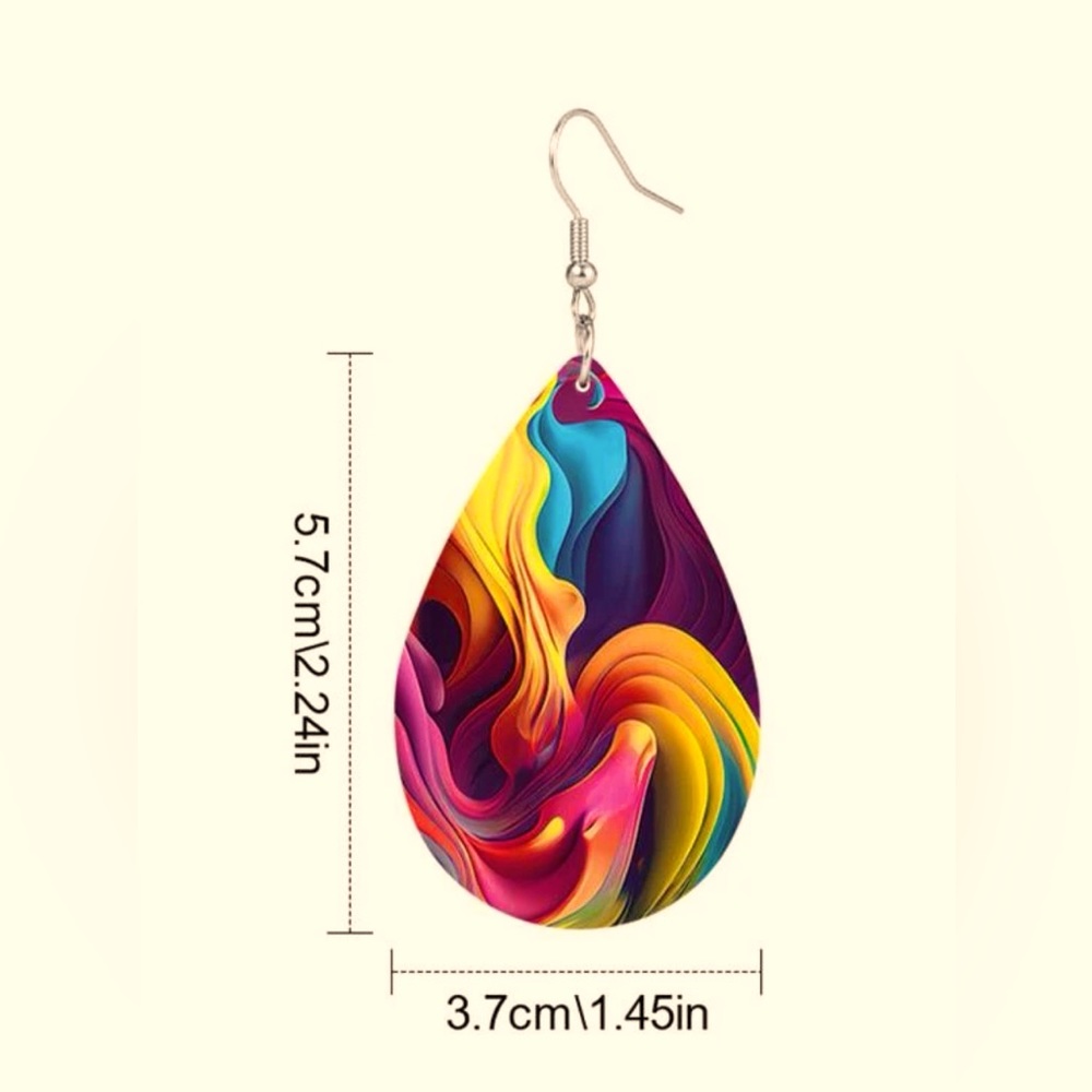 Swirling In Colors Waterdrop Earrings - Picture 3 of 4